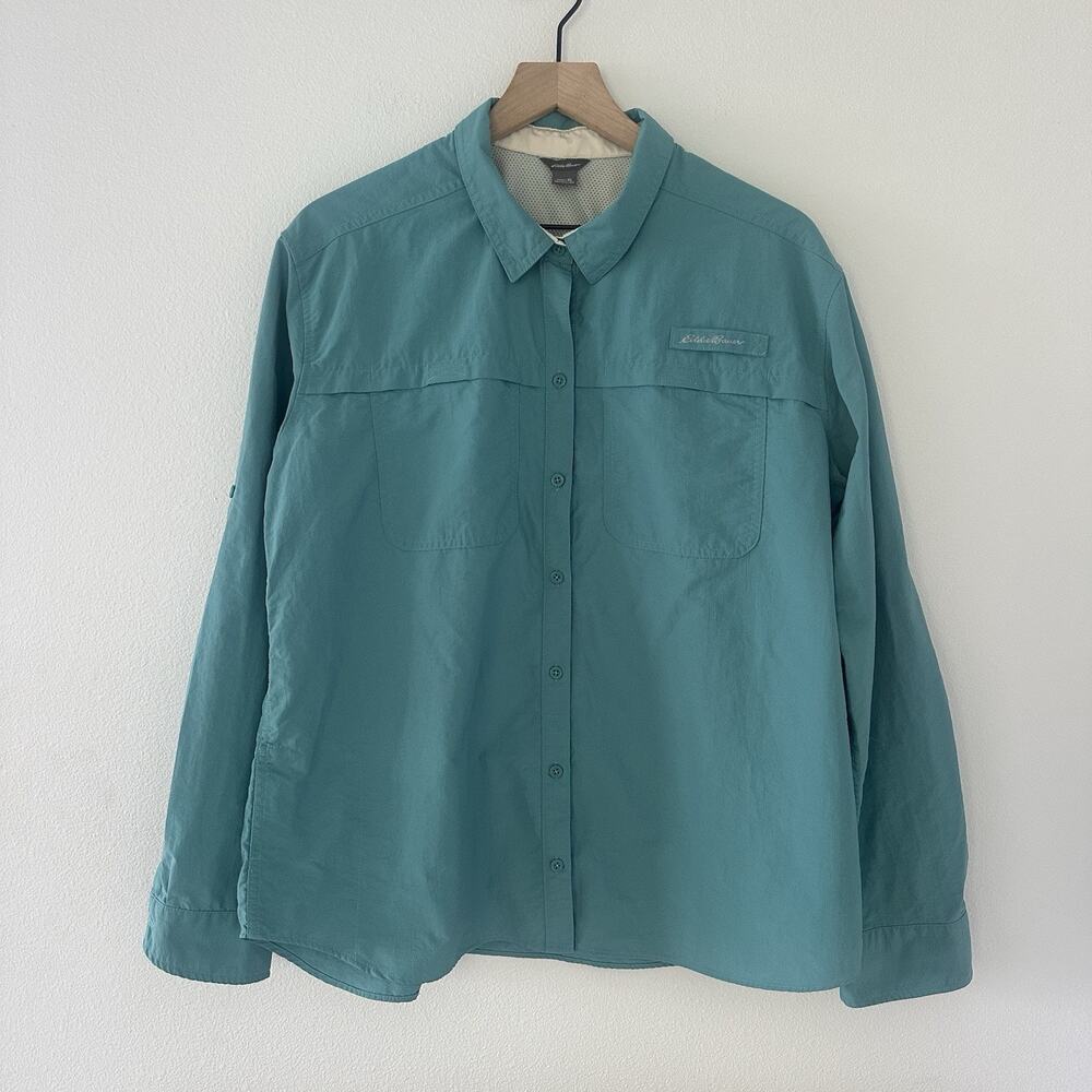 Eddie Bauer Long Sleeve Button Up Outdoor Fishing Shirt Sz L Hike Gorpcore